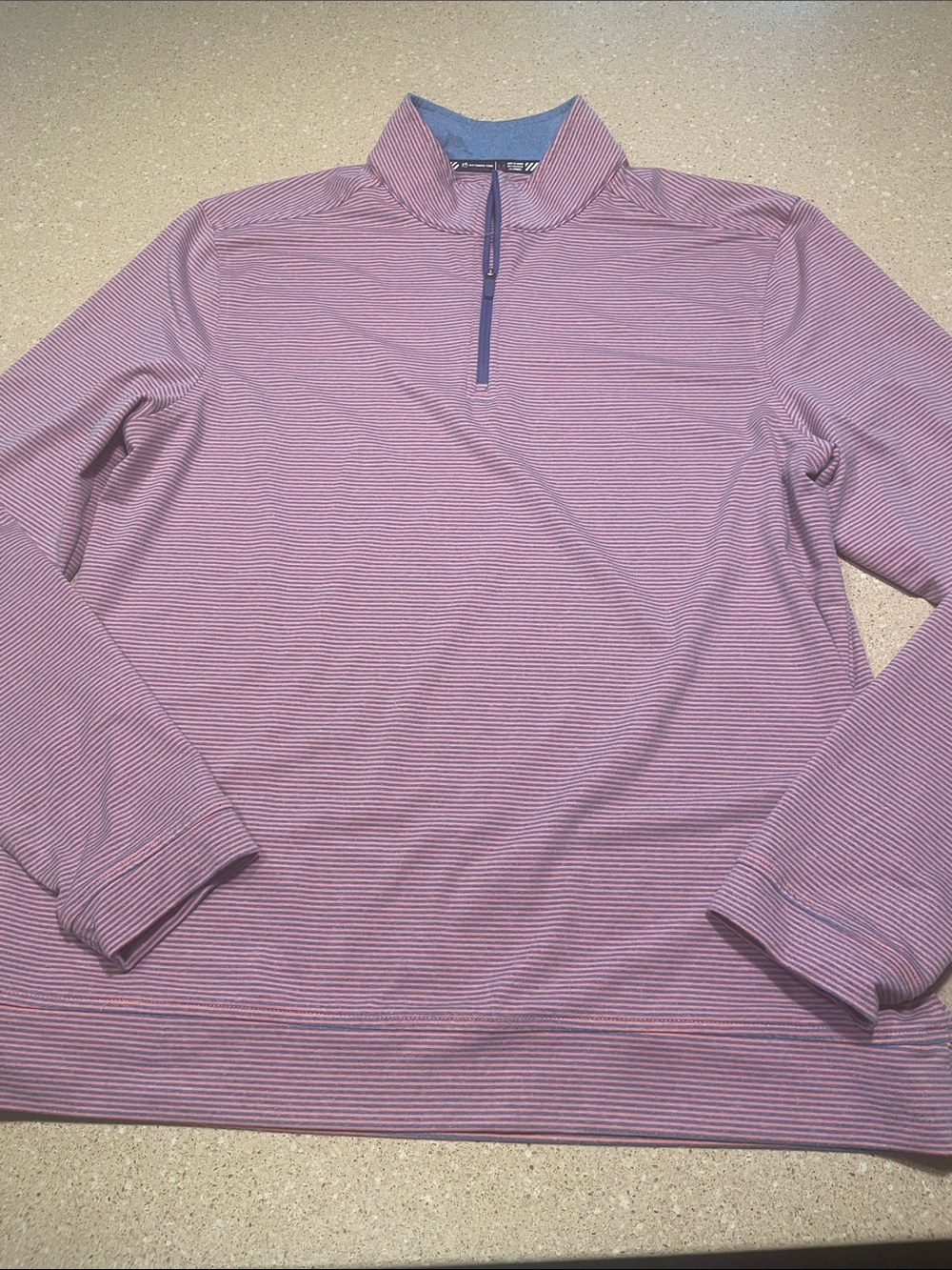 Southern Tide Men's Pink Striped Quarter‑Zip Pullover